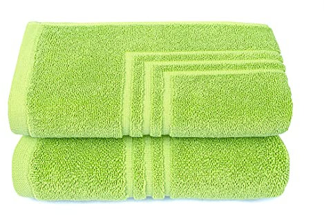 MAURAHOME - 2er Pack Badvorleger, Frottee Duschvorleger, 100% Baumwolle Badematte 50x70cm, Badteppich Grün, Badvorleger rutschfest Waschbar, Badezimmerteppich, Schnelltrocknend Duschvorleger