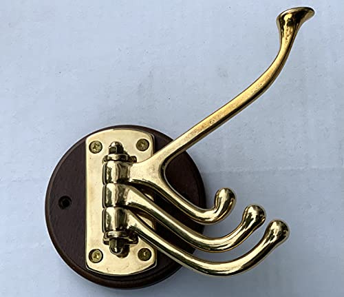 Wandhaken Garderobenhaken Kleiderhaken Antik Holz Messing Gold Haken Beweglich 4 fach Schwenkbar haken