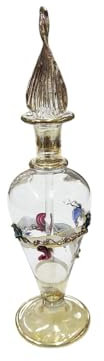 Parfum égyptien en verre soufflé fait à la main en Égypte Vase rouge avec relief 13 cm