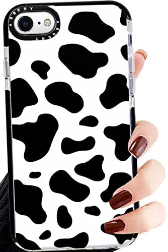 Abbery für iPhone SE 3/SE 2020/8/7/6s/6 Hülle Kuh Muster Durchsichtig Kuhflecken Druck Weiche klare Transparent mit Design Silikon HandyHülle Stoßfest Gummi Süß Schutzhülle Kratzfest Shell Cover