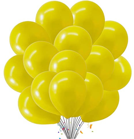 Yellow Metallic Balloons - 5 Inch Decorative Latex Balloons for Birthday, Engagement, Wedding Parties - Pack of 50