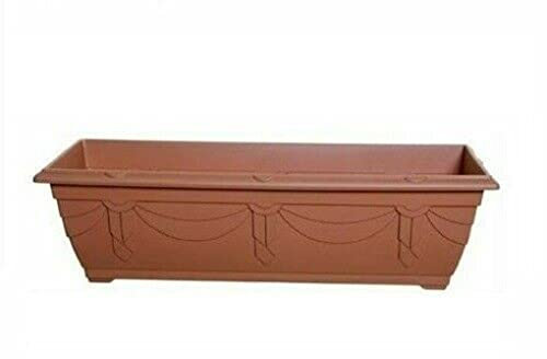 Optimal Products Plastic Window Planter Plant Pot Outdoor Garden Herb Flower Growbag Tray Broad Base Box Water Barrel (60 cm Terracotta)