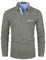VMSUCIJ Men's Polo Long Sleeve Plaid Denim Stitched Cotton Golf T-Shirt with Real Pocket M-3XL,Grey,M