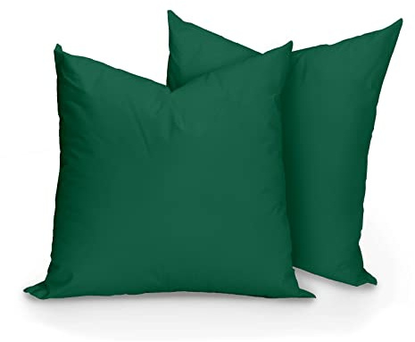 Hans-Textil-Shop 2er Set Kissenbezüge, 100% Baumwolle, Reißverschluss - Kopfkissen, Dekokissen, Couchkissen, Sofakissen (50x50 cm, Dunkelgrün)