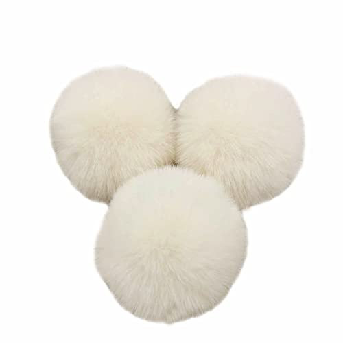 10 STK 8cm Pompons Kunstfell Kaninchenfell Fellbommel,Kunstpelz Pom Pom Ball Plüschbälle Bommeln für DIY Handwerk Mützen Anhänger Dekoration Damen Mädchen Taschenanhänger Schlüsselanhänger,Beige