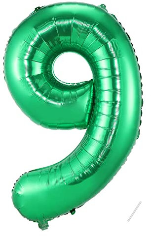 Geburtstag zahlen luftballon 9 jahre | Folienballon Kindergeburtstag Deko Grün-Riesen Folienballon in 40 - 101cm Geburtstagsdeko - Ballon Zahl Deko zum Geburtstag - fliegt mit Helium