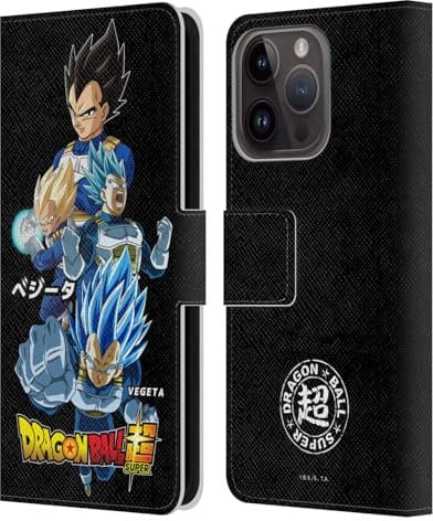 Head Case Designs Officially Licensed Dragon Ball Super Vegeta Universe Survival Characters Leather Book Wallet Case Cover Compatible With Apple iPhone 15 Pro