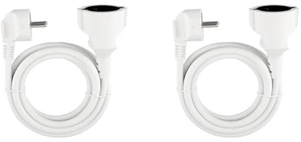 REV 0016020114 Verlängerung, Verlängerungskabel mit Winkelstecker 2m, 3680W, Weiss (Packung mit 2)