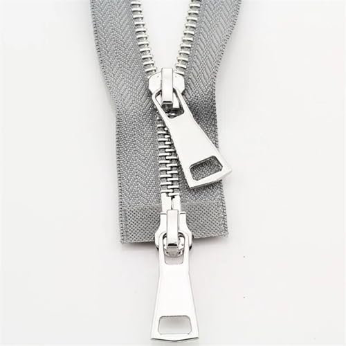 Zip 70/90 cm Giacca Cerniera in Metallo Doppio Cursore Bidirezionale Abbigliamento Fai Da Te Indumento Sostituzione Forniture Fatte a Mano (Colore: Grigio, Dimensioni: 90 cm)