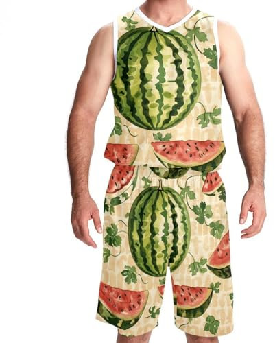 KQNZT Basketballtrikot für Herren, individuelles Basketball-Trikot, athletische Basketball-Trikots, Sommerblumen-Wassermelone, Design 561, XXXL