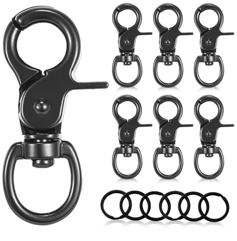 Landrain 6 Stück Zinklegierung Karabinerhaken mit Drehgelenk, Schlüssel Karabiner Hundeleine mit Schlüsselanhänger