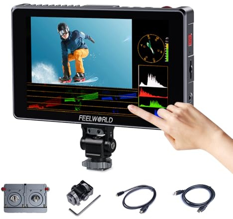 FEELWORLD S7 7 Zoll Kamera Field Monitor 1600Nit Touchscreen,12G-SDI 4K Camera Monitor mit 3DLUT HDR Wellenform HDMI und SDI Querumwandlung Tally Duale Batterie Backshell Aluminium Gehäuse