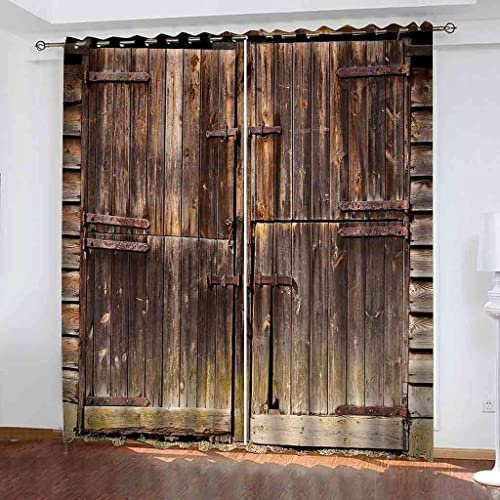 Vorhänge Curtain Retro-Holztür 3D Vorhang Gardinen Blickdicht Mit Ösen, Leichter & Weicher Verdunklungsvorhang Für Wohnzimmer Schlafzimmer Tür Hotel-Büro-Restaurant 280 (B) X 180 (H) cm -6E6G-V2N0-5
