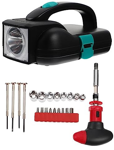 CRILSTYLEO Multifunktionale Arbeitsleuchte Set 24 Teiliges Werkzeugset Mit Professioneller Taschenlampe Akku LED Wasserdichtem Design Für Outdoor Aktivitäten Und Notfälle