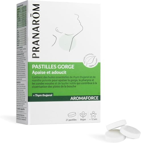Pranarôm - Aromaforce - Pastilles Apaisantes Gorge aux Huiles Essentielles BIO - Apaise et Adoucit - 21 Pastilles (Lot de 5)
