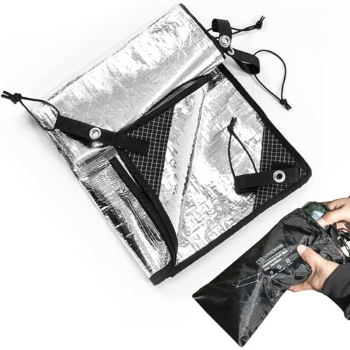 HIKEMAN Alu Isomatte Schaummatten Wärmeisolierend - Isoliermatte aus Aluminiumfolie,Faltbare Zeltmatte Bodenmatte Thermomatte Matte aus Aluminiumfolie für Camping Yoga Sport (140 * 200cm)