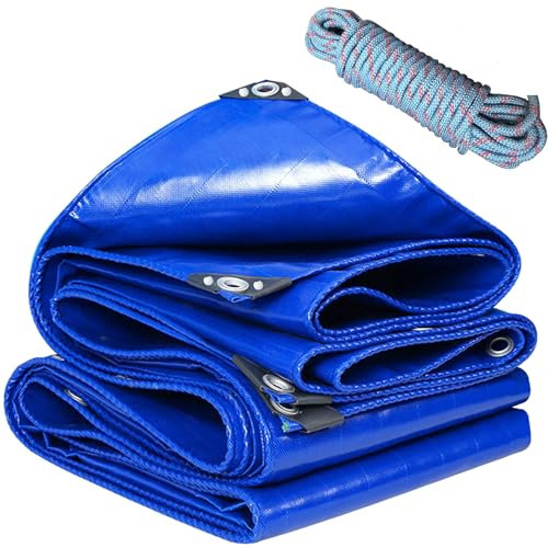YANFEILI Bâche de Protection,4x4m 520g/m² Protection PVC Bâche avec Œillets,Résistante aux Intempéries et aux Déchirures,pour Meubles de Jardin Bois Piscine Trampo Bleu