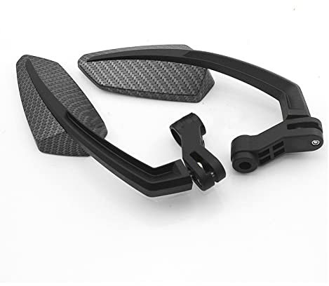 GBGDHATAEQ Motorrad Rückspiegel Motorrad Rückspiegel Paar Carbonfaser Optik Gehäuse Lenker Seitenspiegel Schwarz Motorrad Lenker Spiegel