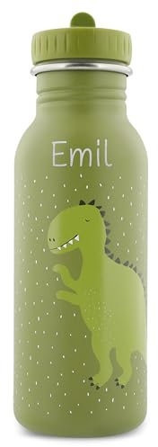 wunderwunsch Trinkflasche personalisiert für Kinder, Flasche personalisiert, Babyflasche, Kinder Trinkflasche, Trixie Trinkflasche mit individuellem Namen (Dino, 500ml)