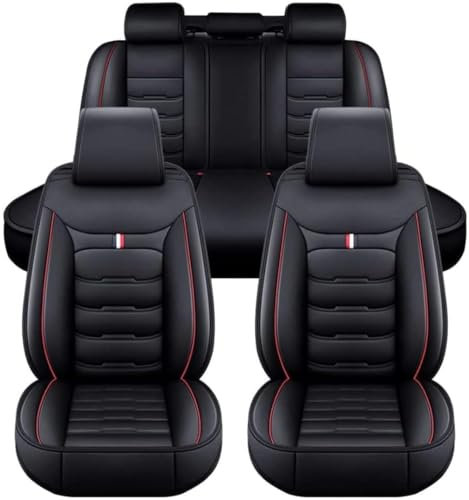 DOUII Auto Sitzbezüge Set für BMW 5er F10 Sloon 6.Gen 2010-2017, Wasserdichter Verschleißfest Komfortabler Autositzbezug Sitzschoner Zubehör,Black-Red