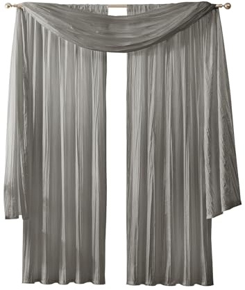 Elrene Home Fashions Athena Faux Crushed-Silk Window Curtain Panel and Valance Set, 52x84 (2 Panels) & 1 Valance, Sterling