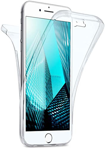 moex Double Case für Apple iPhone 7 / iPhone 8 Hülle Silikon Transparent, 360 Grad Full Body Rundum-Schutz, Komplett Schutzhülle beidseitig, Handyhülle vorne und hinten - Klar