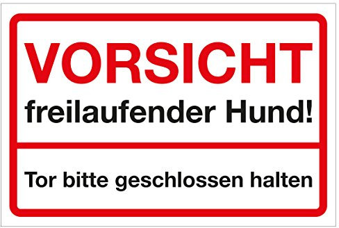 WANDKINGS Hinweisschild - Vorsicht freilaufender Hund! Tor Bitte geschlossen halten! - stabile Aluminium Verbundplatte - Wähle eine Größe - 40x30 cm