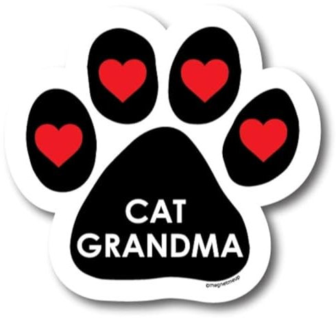 Magnet Me Up Cat Grandma Pawprint Car Magnet - 5 Paw Print Auto Truck Fridge Decal Magnet