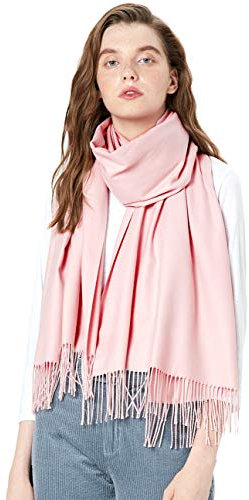 MaaMgic Schal Damen Warm Winter Herbst unifarben Baumwolle mit quasten/fransen, 40+ Farben Einfarbig & Kariert Pashmina xl Stola Schals MEHRWEG,Pink Rosa