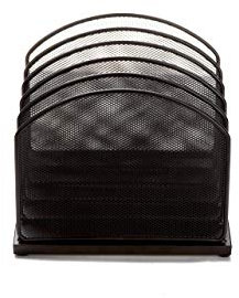 Mind Reader Almacenamiento vertical de archivos, organizador de escritorio, clasificador de correo, oficina, malla metálica, 28.3 cm de largo x 18.5 cm de ancho x 28.5 cm de alto, color negro