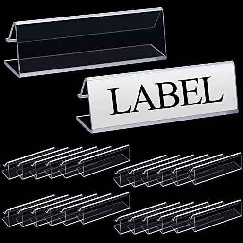 Outus Etikettenhalter aus Kunststoff, Drahtregal, Etikettenhalter, 7,6 x 2,2 cm, Clip-on-Etikettenhalter, Tickethalter (50 Stück)