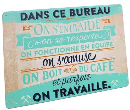 Hioni dans Ce Bureau on s'entraide, Pancarte en Métal Panneau Poster Plaque Métallique Slogan Art Décor Vintage Pr Maison Café Bureau