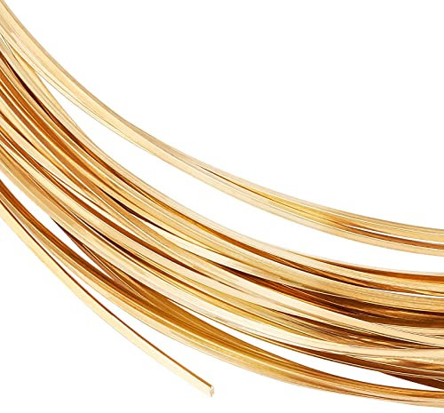 BENECREAT 20 Gauge/0.8mm quadratischer Kupferdraht 10m halber Harter gelber Messingdraht für Schmuckperlenarbeiten