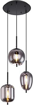 GLOBO Hängeleuchte Esszimmerlampe Pendellampe Pendelleuchte Hängelampe Rauchglas LIGHTING BLACKY