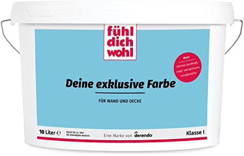 derendo Fühl Dich Wohl Deine Farbe blau, matte Wandfarbe blau, hohe Deckkraft, verschiedene Blautöne zur Auswahl (10L, Aquamarin)
