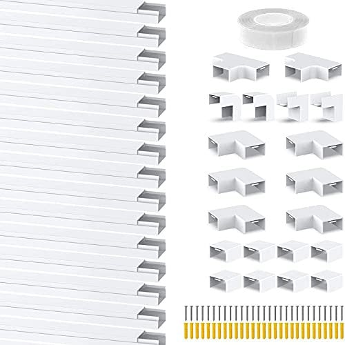 Cable Trunking Kit - Self-Adhesive Wire Hider and Concealer for Wall-Mounted TV Cables, Home & Office Use, Customizable Cable Management (6 Metres, White)