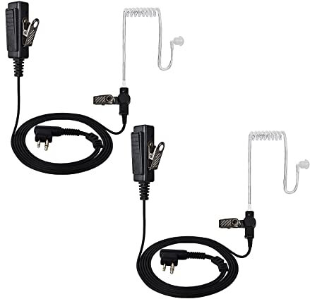 UAYESOK 2 Pin Radio Earpiece, Security Covert Acoustic Headset, with PTT Mic Compatible with Motorola DP1400 CP040 GP300 XT460 XT420 HYTERA Midland Walkie Talkie Two Way Radio(Pack of 2)