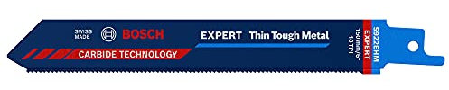 Bosch 1x EXPERT Thin Tough Metal S 922 EHM Säbelsägeblatt (für Edelstahlrohre, Länge 150 mm, Professional Zubehör Säbelsäge)