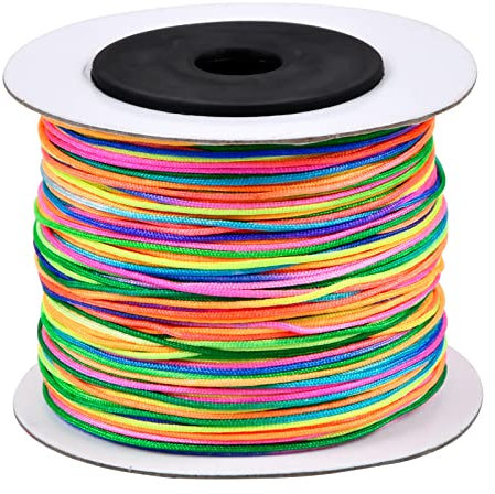 Perlen Kordel 100m/0.8mm Unelastisch Faden Regenbogen Farbe Perlenschnur Bastelschnur für DIY Halskette Armband Handwerk Schmuckherstellung