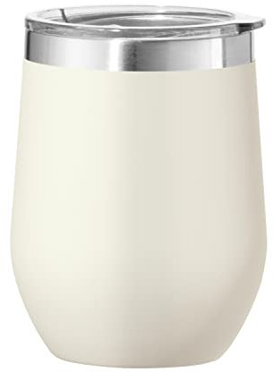 Oggi Cheers Insulated Wine Tumbler, 12-Ounce, Grey