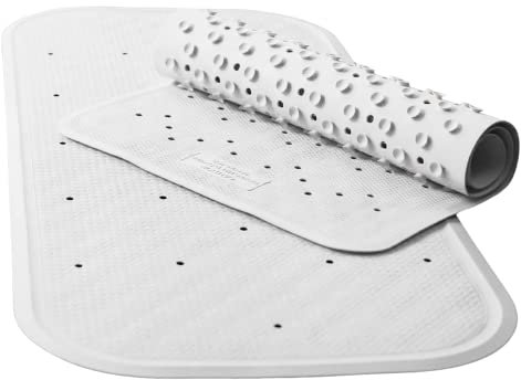 Non-Slip Anti-Slip Anti-Mould Rubber Bathroom Shower Tray/Enclosure Mat, Square 53 x 53cm, Rubber Suction Cups, Textured Surface, Antifungal Easy Clean, Off-White, Ideal for Elderly and Children