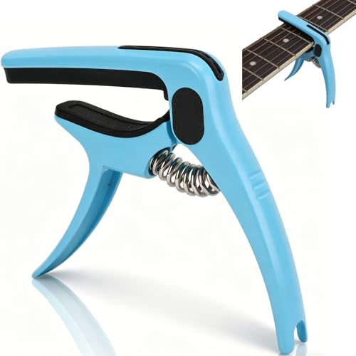 Gitarren Kapodaster, 7,3x8,5x1,3 cm / 2,9x3,3x0,5 Zoll E-Gitarre Akustikgitarren Kapodaster Saitenstahl Ukulele Kapodaster mit Pick Halter Tasche für klassische Gitarre Ukulele Mandoline und Banjo