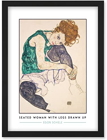 Wee Blue Coo Egon Schiele Seated Woman With Legs Drawn Up Expressionist Painting Artwork Framed Wall Art Print A4