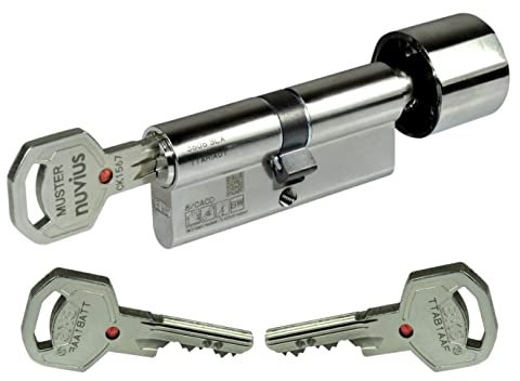 BKS Sicherheits Türzylinder Profilzylinder Nuvius SLX Serie 36 mit Sicherungskarte (Knaufzylinder A=27, B(Knauf)=27)