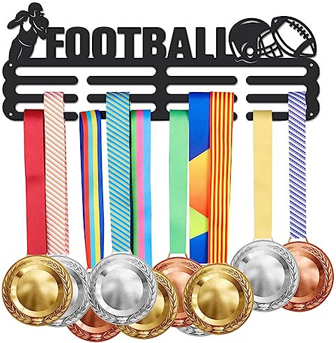 SUPERDANT American Football Medaillenaufhänger Halter Display Fußball Sport Medaillen Display Rack Haken Für 60+ Medaillen Wandhalterung Band Display Halter Aufhänger Dekor Eisenhaken Kindergeschenke