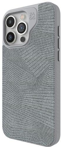 ZAGG London Snap Case for iPhone 15 Pro Max Gray Geo | Protective Cell Phone Case, Drop Protection, 13ft/4m, Durable Graphene, MagSafe Phone Case, Slim and Lightweight