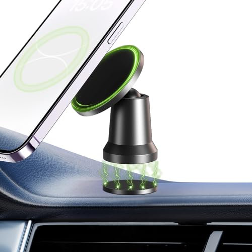 Elitehood MagSafe Car Phone Mount - Removable Dual Magnetic Phone Holder [All Aluminum], 360 Adjustable for iPhone 15-12 Series & MagSafe Case