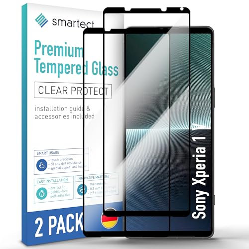 smartect Vetro Temperato [2 Pezzi, Full Screen] compatibile con Sony Xperia 1 V, Pellicola Protettiva HD Anti Graffio, Senza Bolle, Durezza 9H, 0.3mm Ultra Trasparente, Ultra Resistente
