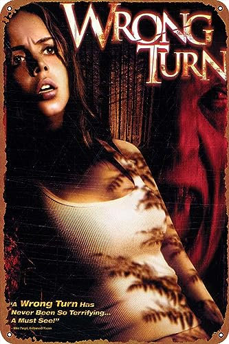 Wrong Turn Lustiges Metall-Blechschild, Vintage-Stil, schwarz, Wandkunst, Dekoration, Wohnzimmer, Badezimmer, Küche, Poster, Dekor, 20,3 x 30,5 cm