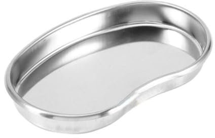 Plato de riñón médico, bandeja profesional curvada de acero inoxidable, adecuada para hospitales, clínicas, odontología, salones de belleza, farmacias, 19 cm x 11 cm x 2,5 cm